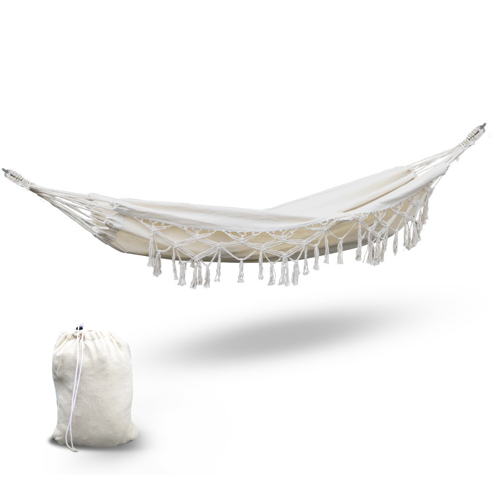 Gardeon Cream Tassel Hammock Swing Bed